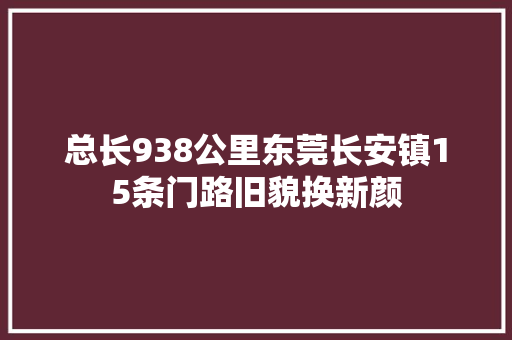 总长938公里东莞长安镇15条门路旧貌换新颜