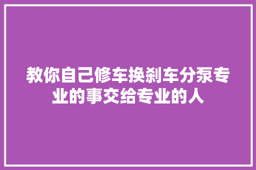教你自己修车换刹车分泵专业的事交给专业的人