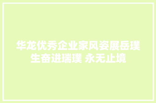 华龙优秀企业家风姿展岳璞生奋进瑞璞 永无止境