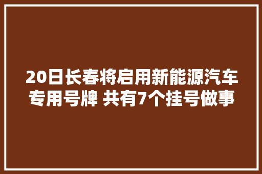 20日长春将启用新能源汽车专用号牌 共有7个挂号做事点