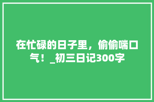 在忙碌的日子里，偷偷喘口气！_初三日记300字