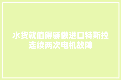 水货就值得骄傲进口特斯拉连续两次电机故障