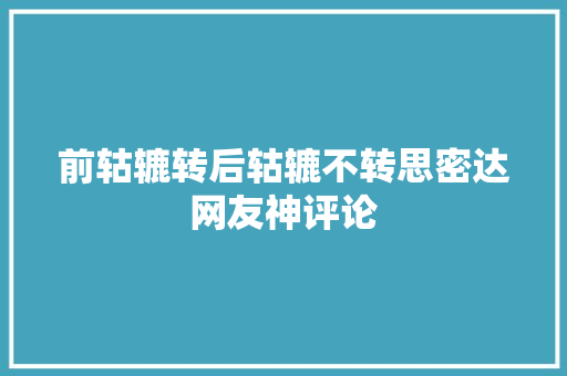 前轱辘转后轱辘不转思密达网友神评论