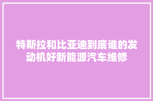 特斯拉和比亚迪到底谁的发动机好新能源汽车维修