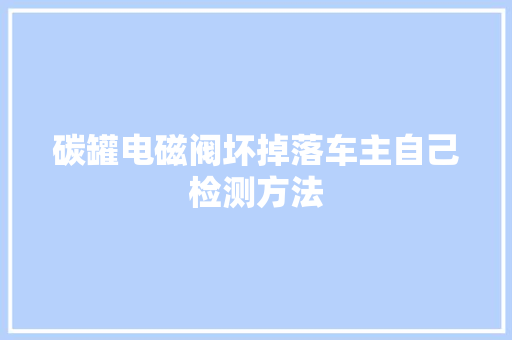 碳罐电磁阀坏掉落车主自己检测方法