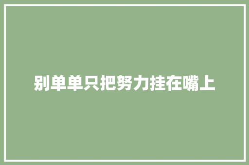 别单单只把努力挂在嘴上