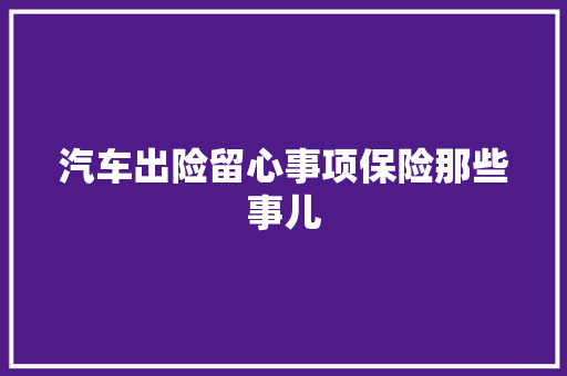 汽车出险留心事项保险那些事儿