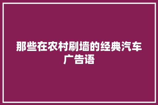 那些在农村刷墙的经典汽车广告语
