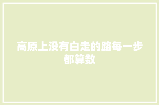 高原上没有白走的路每一步都算数