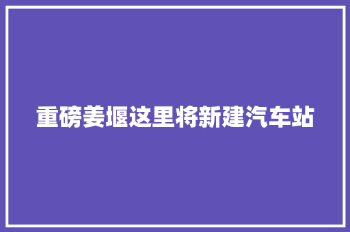 重磅姜堰这里将新建汽车站