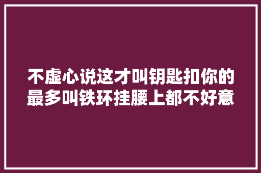 不虚心说这才叫钥匙扣你的最多叫铁环挂腰上都不好意思出门
