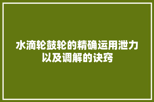 水滴轮鼓轮的精确运用泄力以及调解的诀窍