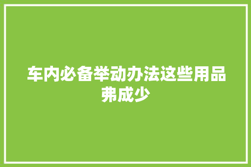 车内必备举动办法这些用品弗成少