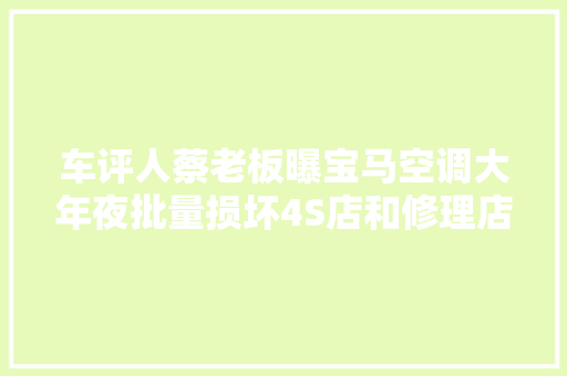 车评人蔡老板曝宝马空调大年夜批量损坏4S店和修理店都修不过来了