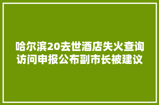 哈尔滨20去世酒店失火查询访问申报公布副市长被建议处分20人被深究刑责