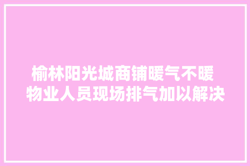 榆林阳光城商铺暖气不暖 物业人员现场排气加以解决