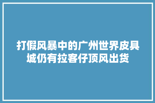 打假风暴中的广州世界皮具城仍有拉客仔顶风出货 汽车知识