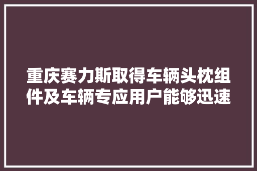 重庆赛力斯取得车辆头枕组件及车辆专应用户能够迅速取下头枕实现破窗且破窗效果好