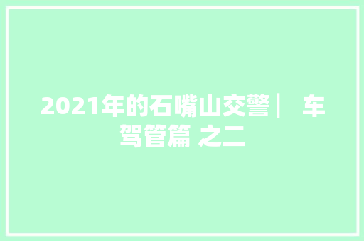 2021年的石嘴山交警 ▏车驾管篇 之二