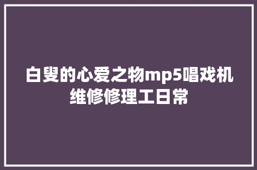 白叟的心爱之物mp5唱戏机维修修理工日常