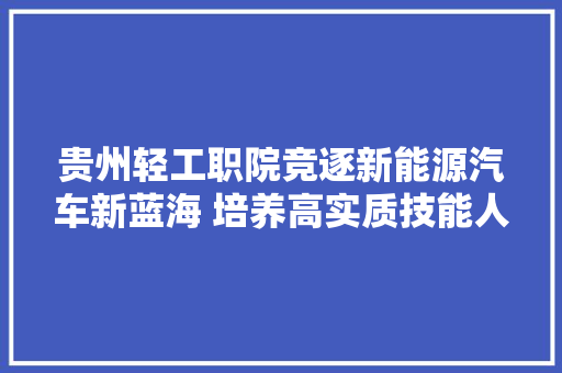 贵州轻工职院竞逐新能源汽车新蓝海 培养高实质技能人才