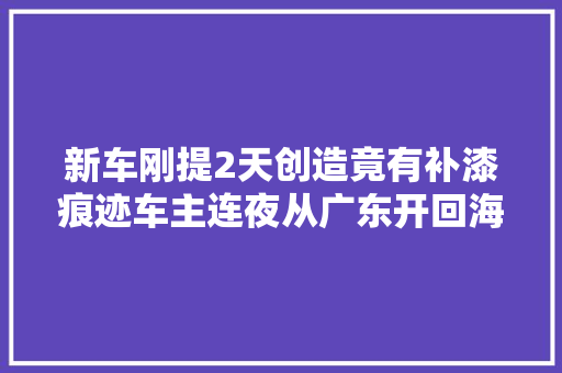 新车刚提2天创造竟有补漆痕迹车主连夜从广东开回海南维权4S店回应