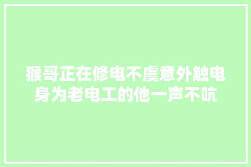 猴哥正在修电不虞意外触电身为老电工的他一声不吭