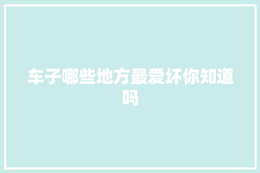 车子哪些地方最爱坏你知道吗