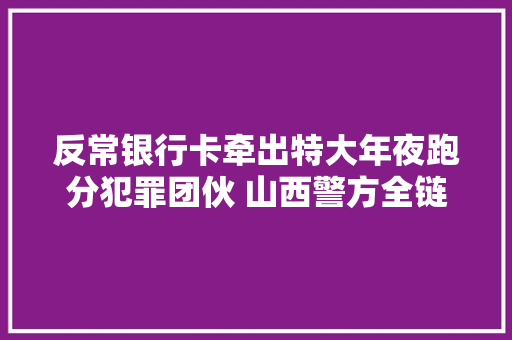 反常银行卡牵出特大年夜跑分犯罪团伙 山西警方全链条斩断涉诈黑灰家当链