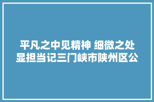 平凡之中见精神 细微之处显担当记三门峡市陕州区公安局交通治理大年夜队大年夜营中队长员兆峰