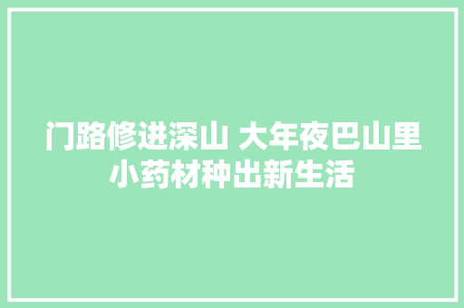 门路修进深山 大年夜巴山里小药材种出新生活