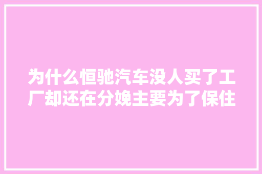 为什么恒驰汽车没人买了工厂却还在分娩主要为了保住造车资质
