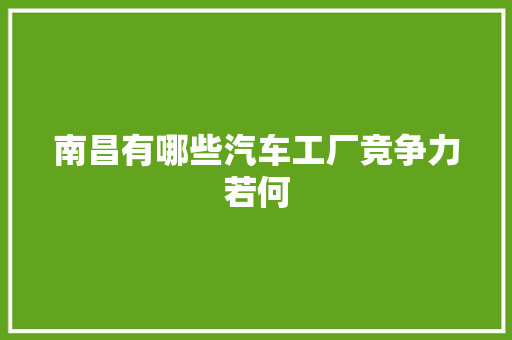 南昌有哪些汽车工厂竞争力若何