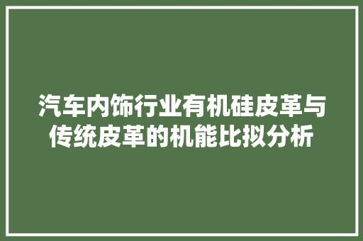 汽车内饰行业有机硅皮革与传统皮革的机能比拟分析