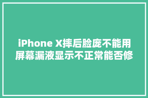 iPhone X摔后脸庞不能用屏幕漏液显示不正常能否修复完美如初 汽车知识