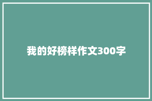 我的好榜样作文300字