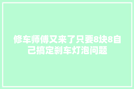 修车师傅又来了只要8块8自己搞定刹车灯泡问题