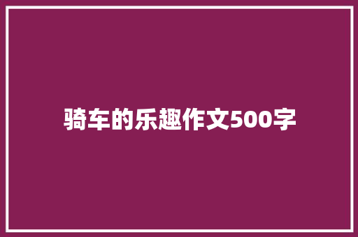 骑车的乐趣作文500字