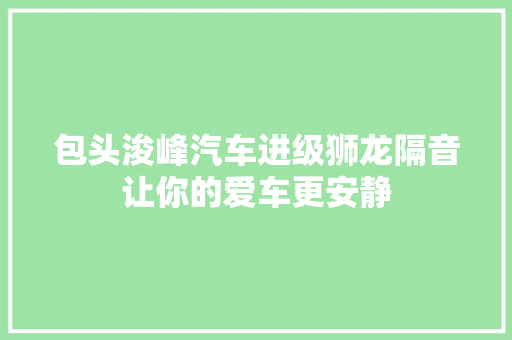 包头浚峰汽车进级狮龙隔音让你的爱车更安静