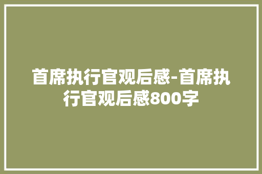 首席执行官观后感-首席执行官观后感800字
