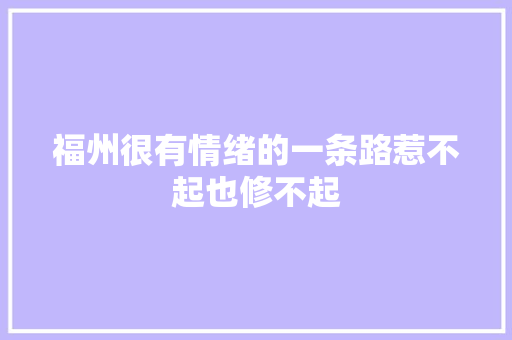 福州很有情绪的一条路惹不起也修不起