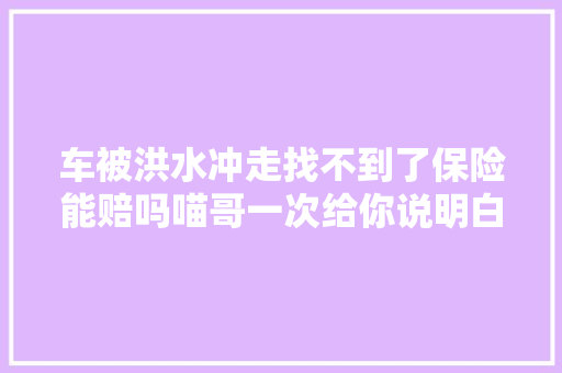 车被洪水冲走找不到了保险能赔吗喵哥一次给你说明白