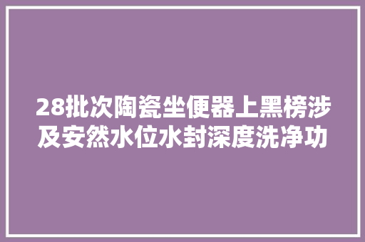 28批次陶瓷坐便器上黑榜涉及安然水位水封深度洗净功能等问题