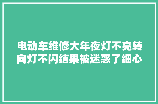 电动车维修大年夜灯不亮转向灯不闪结果被迷惑了细心查找才创造是它引起的浪费不少时间