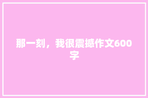 那一刻，我很震撼作文600字