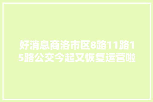 好消息商洛市区8路11路15路公交今起又恢复运营啦