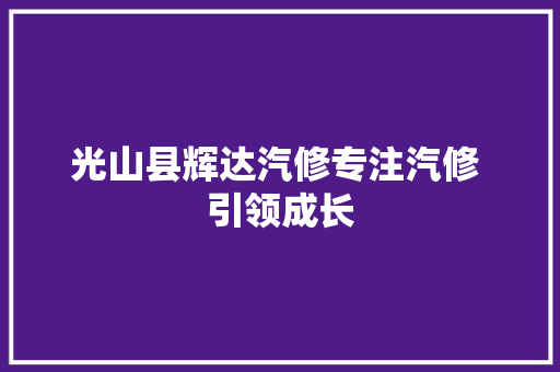 光山县辉达汽修专注汽修 引领成长