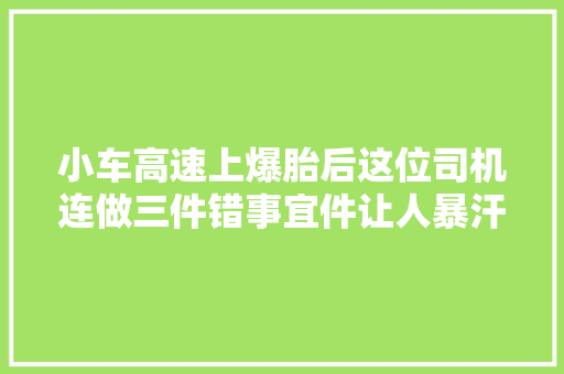 小车高速上爆胎后这位司机连做三件错事宜件让人暴汗