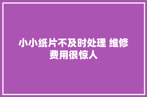 小小纸片不及时处理 维修费用很惊人