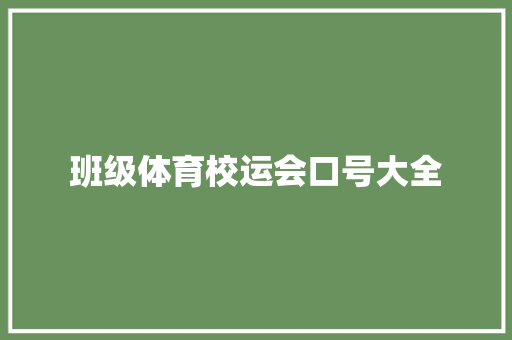 班级体育校运会口号大全